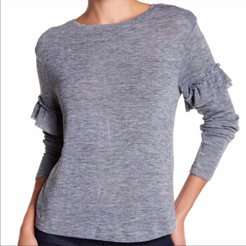 For the republic denim ruffle sleeve top size medium